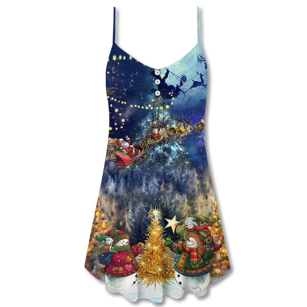 Christmas Family In Love - V-neck Sleeveless Cami Dress - Owls Matrix LTD