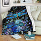 Dragonfly Blue Floral Flannel Blanket For Warm Home Decor And Relaxation