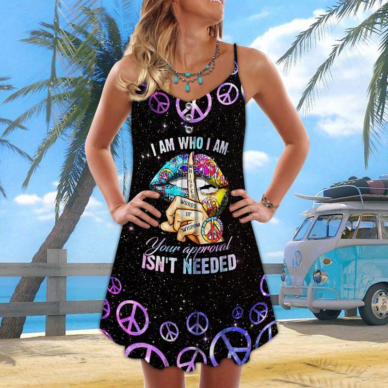 Hippie Peaceful Summer Vibes Limited 1 – Women's Summer Sleeveless V-Neck Camisole Dress