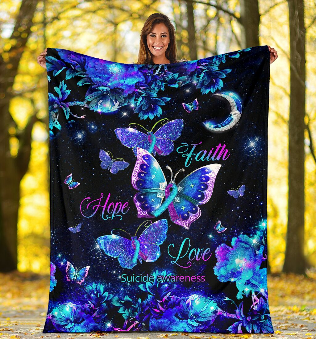 Mental Health Awareness Butterfly Flannel Blanket For Cozy Home Lounging And Gifting