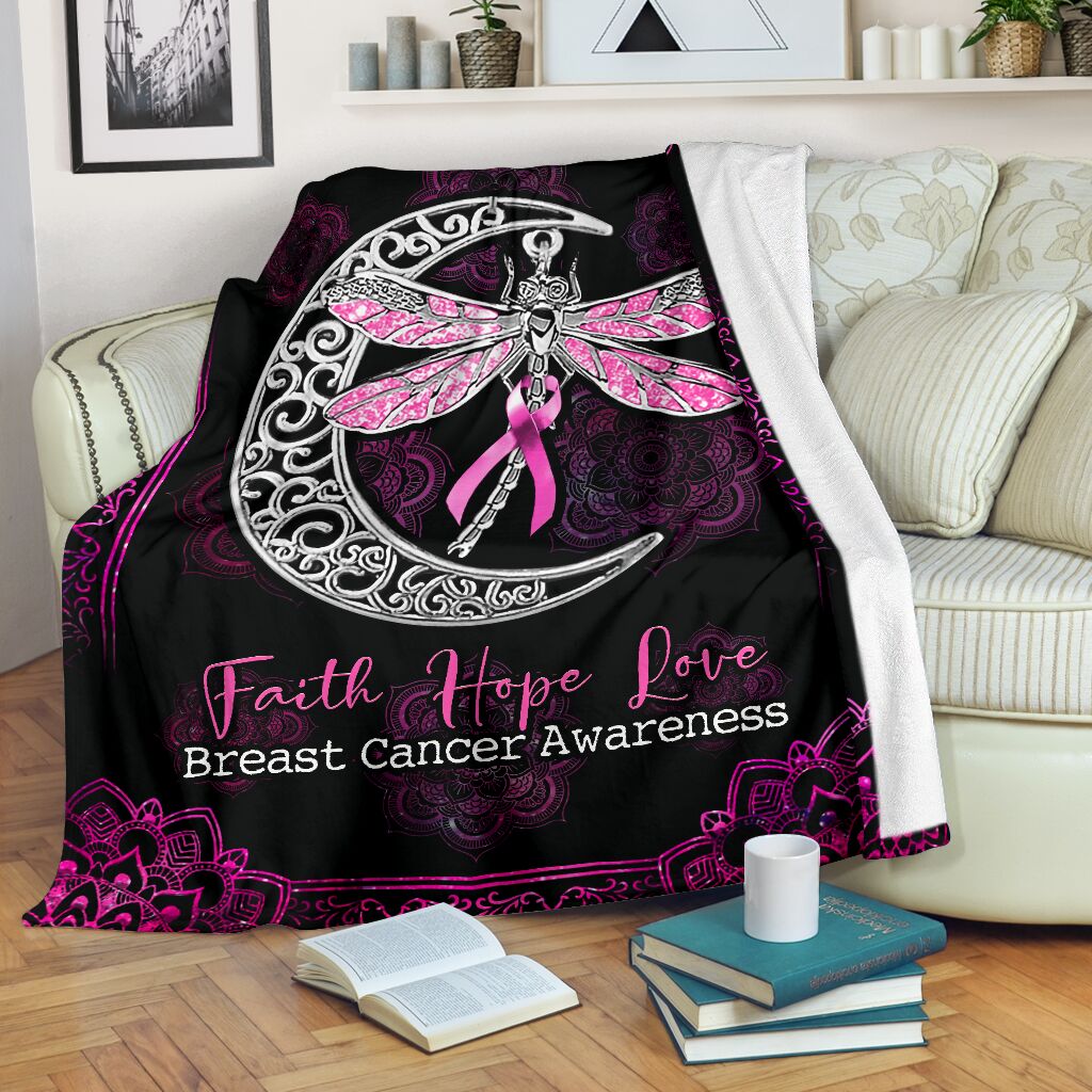 Breast Cancer Awareness Butterfly Flannel Blanket For Soft Bed Couch And Home Comfort
