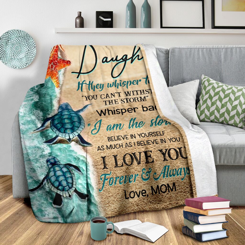 Turtle To My Daughter Flannel Blanket For Relaxing At Home And Travel