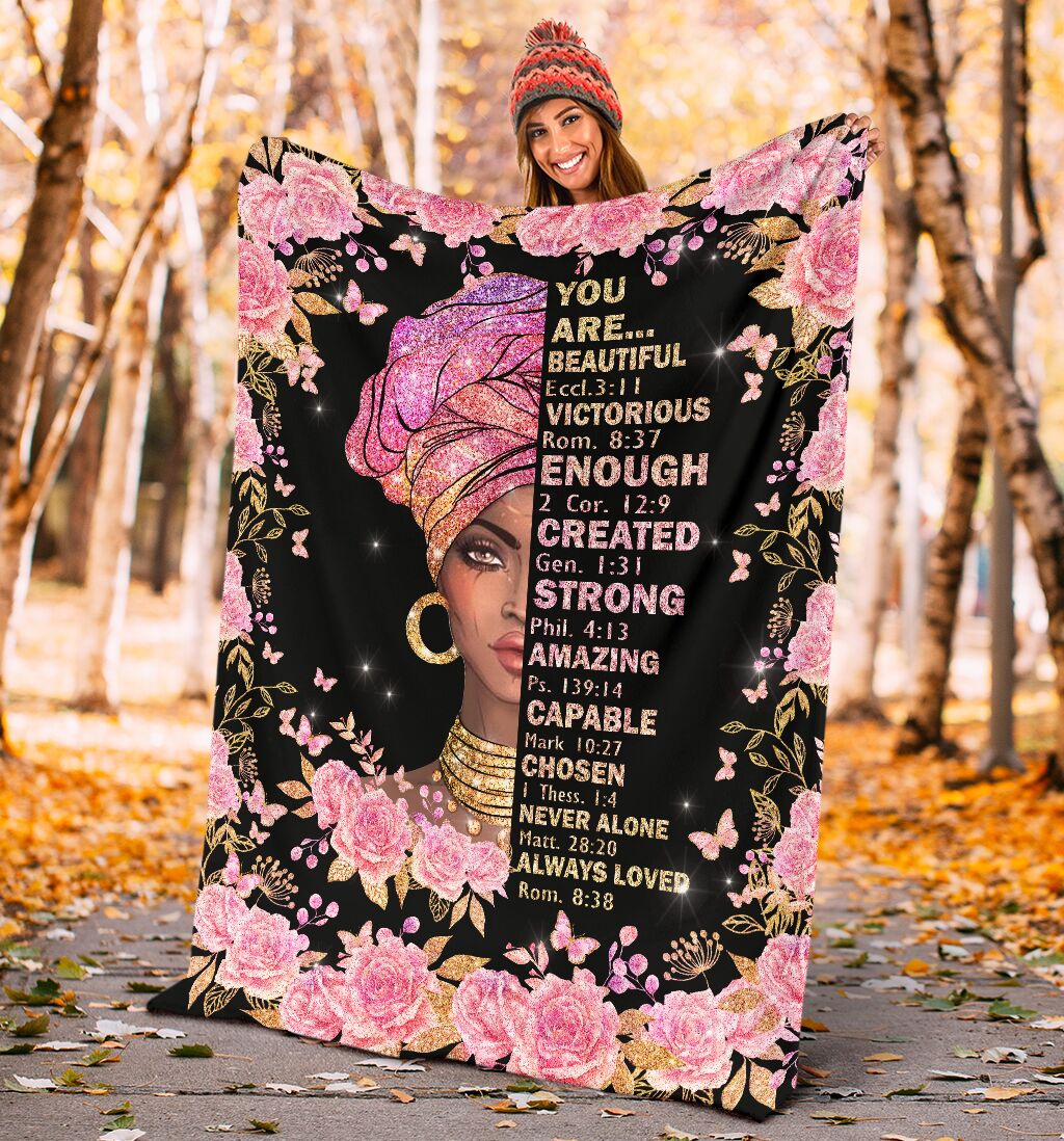 Black Woman God Says You Are African American Flannel Blanket For Bed Sofa And Reading Nook Decor
