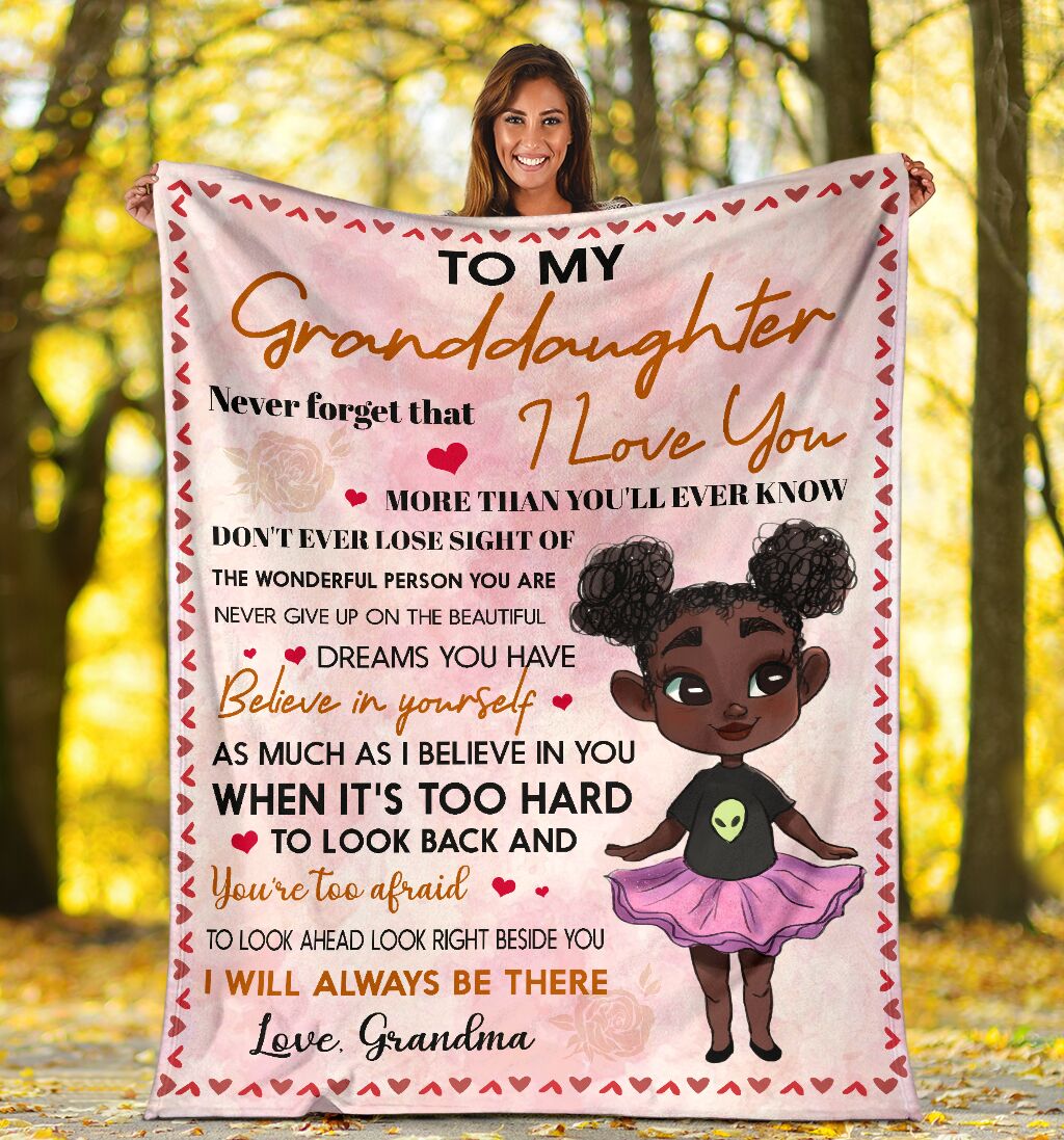 Black Girl To My Granddaughter African American Flannel Blanket For Cozy Home Lounging And Gifting