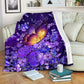 Butterfly With Purple Flowers Flannel Blanket For Soft Bed Couch And Home Comfort