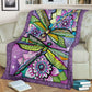 Dragonfly With Beautiful Flower Flannel Blanket For Living Room And Bedroom Styling