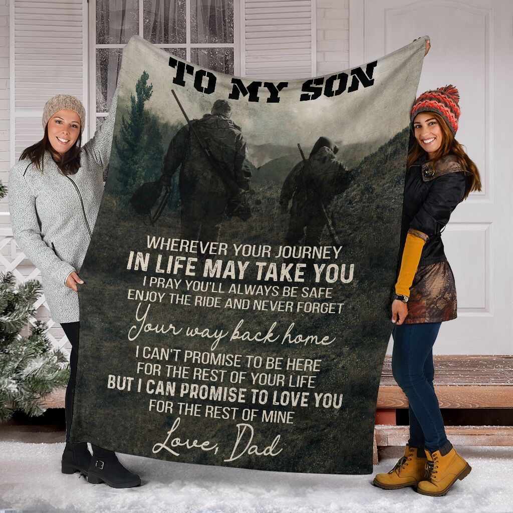 Hunting To My Son Hunting I Can Promise To Love You Flannel Blanket For Bedroom Couch And Daily Comfort