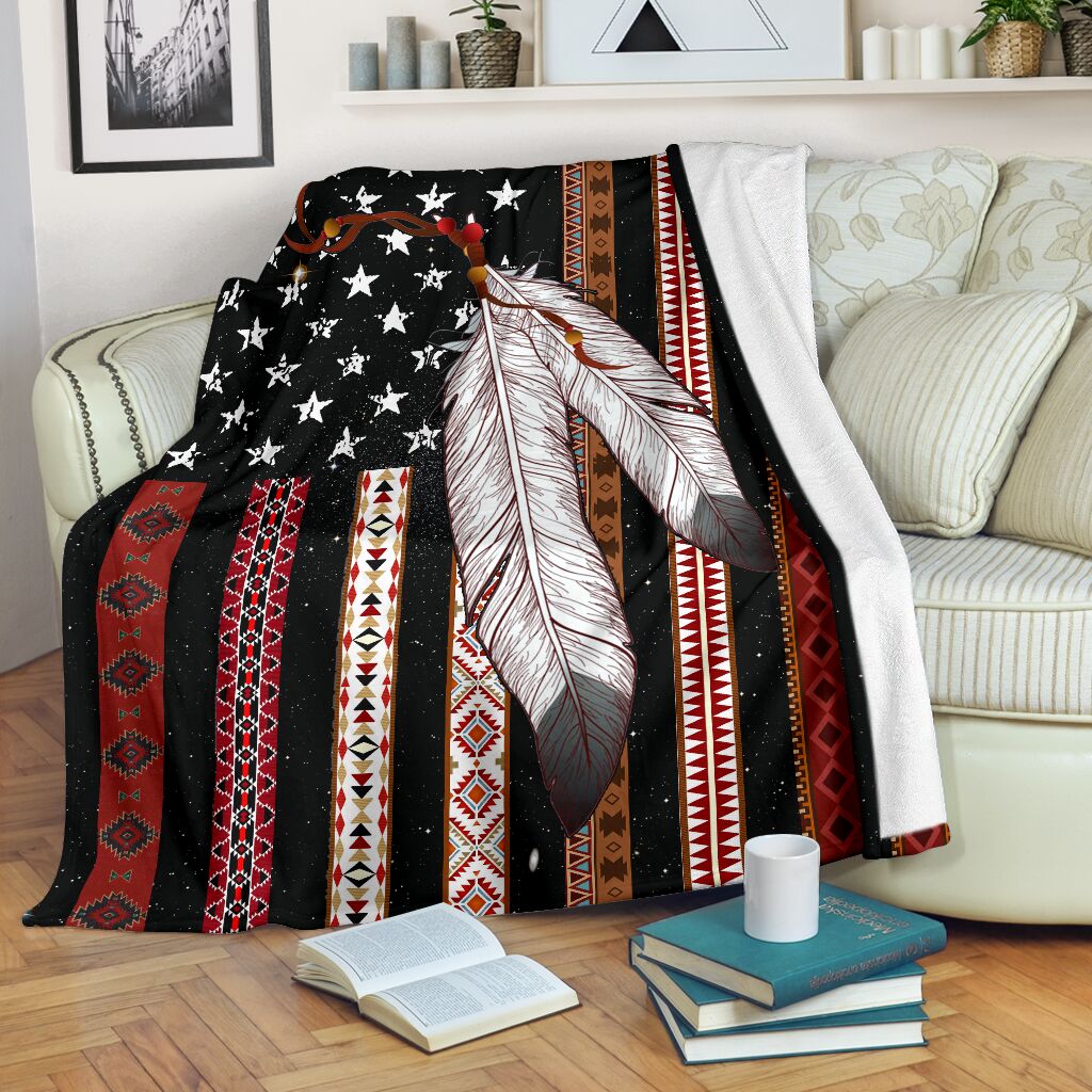 Native American Flag Native American Flannel Blanket For Warm Home Decor And Relaxation
