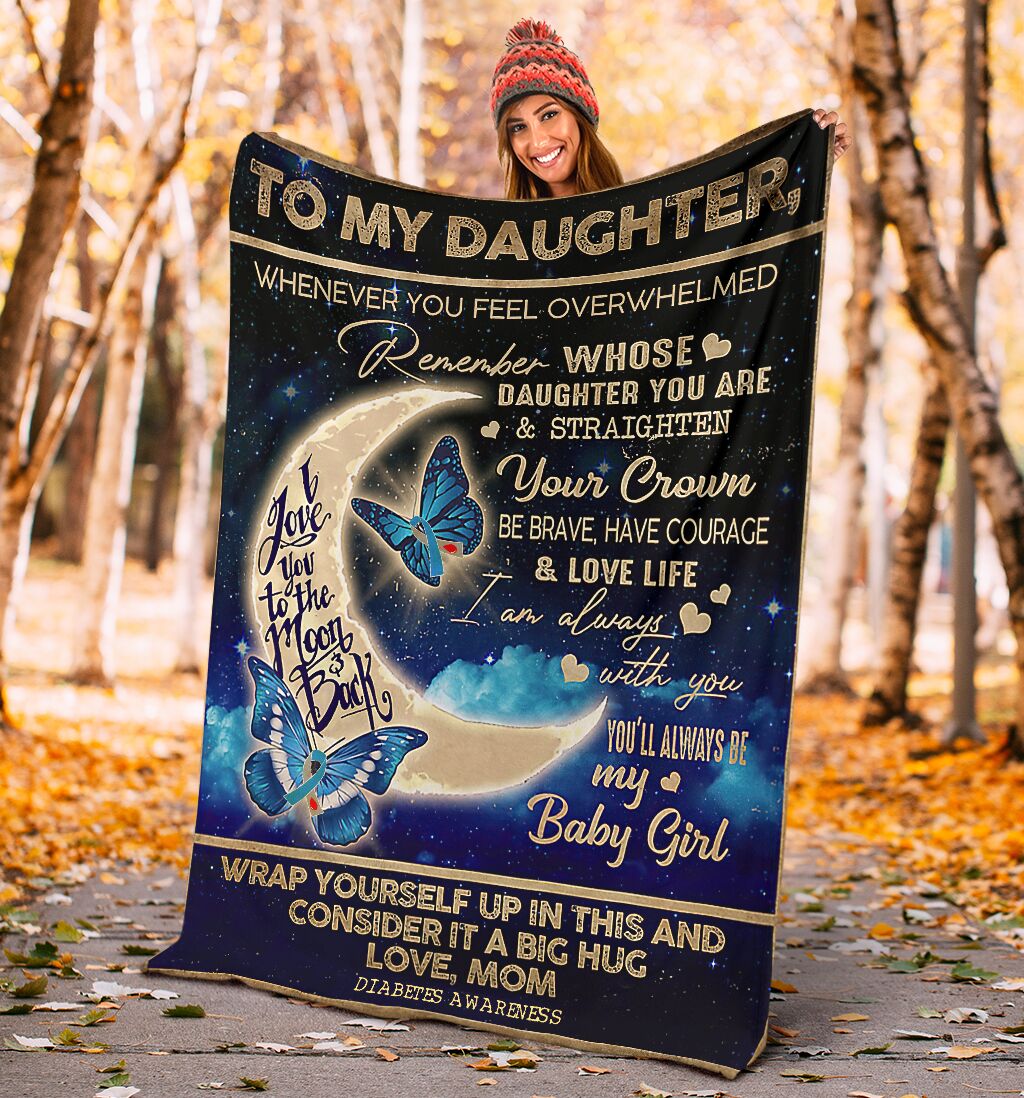 Diabetes Awareness Daughter Butterfly Flannel Blanket For Bed Sofa And Reading Nook Decor