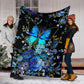 Butterfly With Blue Flowers Flannel Blanket For Bedroom Couch And Daily Comfort