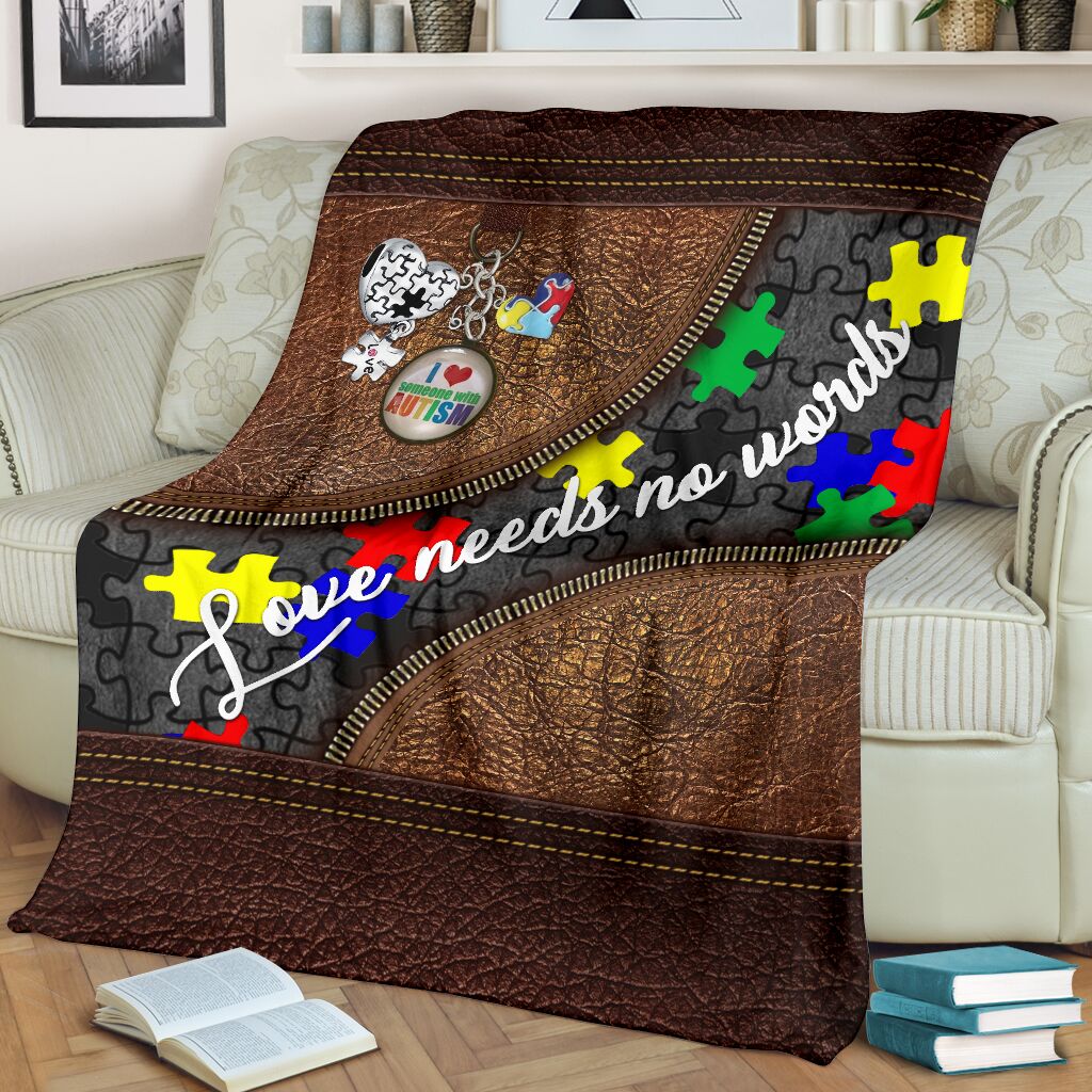 Autism Awareness Colorful Acceptance Message Leather Pattern Flannel Blanket For Living Room And Bedroom Styling