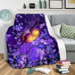 Butterfly With Purple Flowers Flannel Blanket For Relaxing At Home And Travel