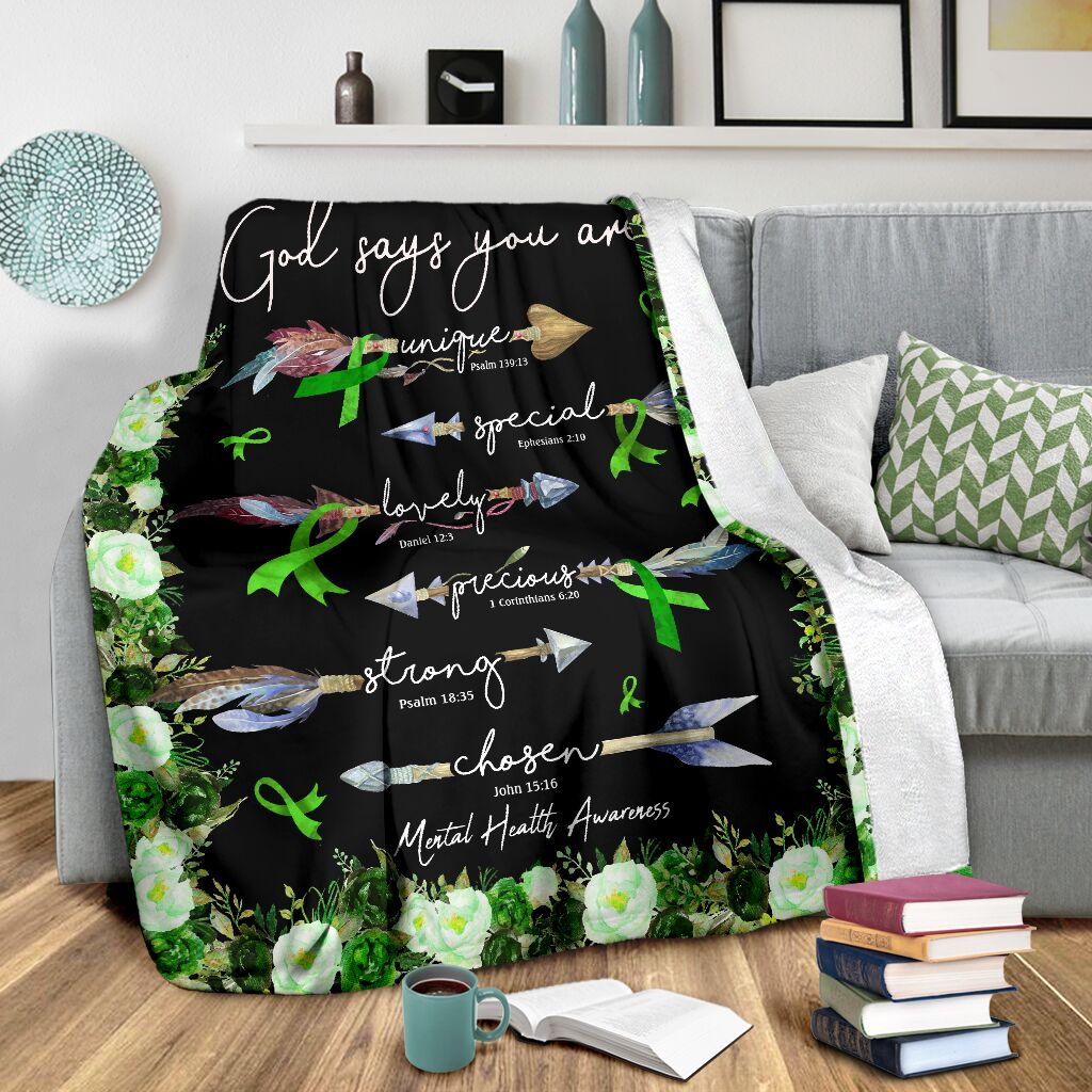 God Says You Are Mental Health Awareness Flannel Blanket For Relaxing At Home And Travel
