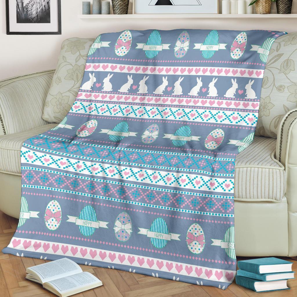 Easter Bunny Egg Pattern Flannel Blanket For Bed Sofa And Reading Nook Decor