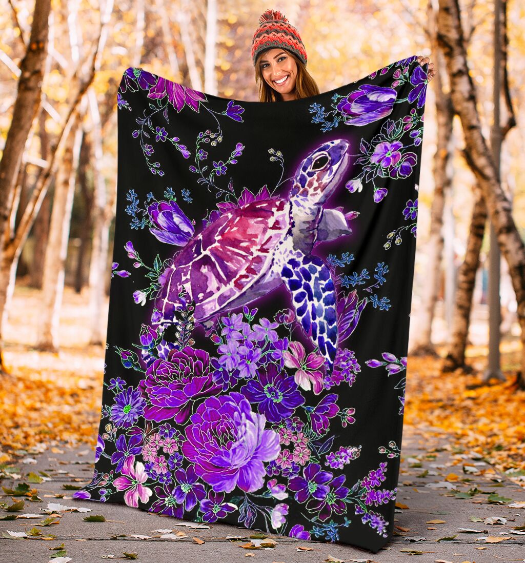 Turtle Purple Turtle Flannel Blanket For Bed Sofa And Reading Nook Decor
