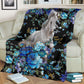 Horse White Horse Blue Flower Flannel Blanket For Living Room And Bedroom Styling