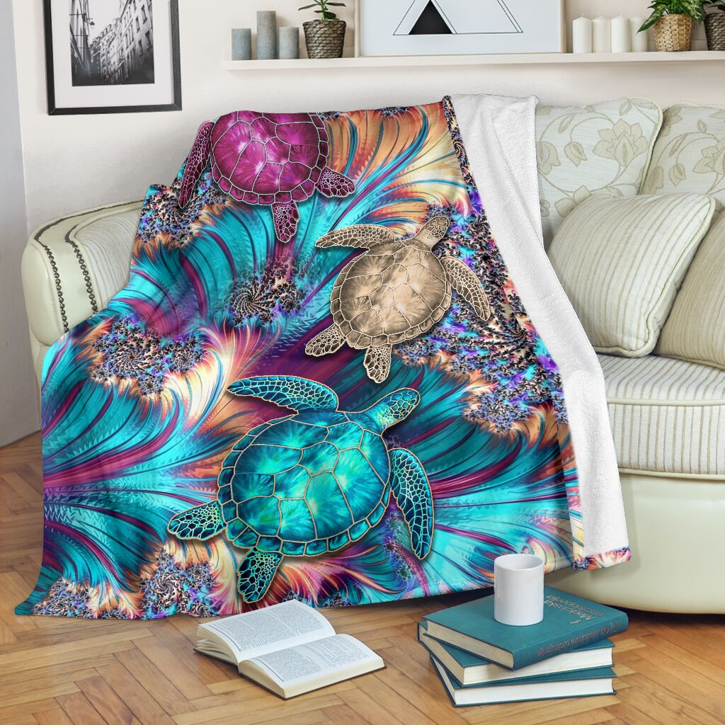 Turtle Magic Flannel Blanket For Warm Home Decor And Relaxation