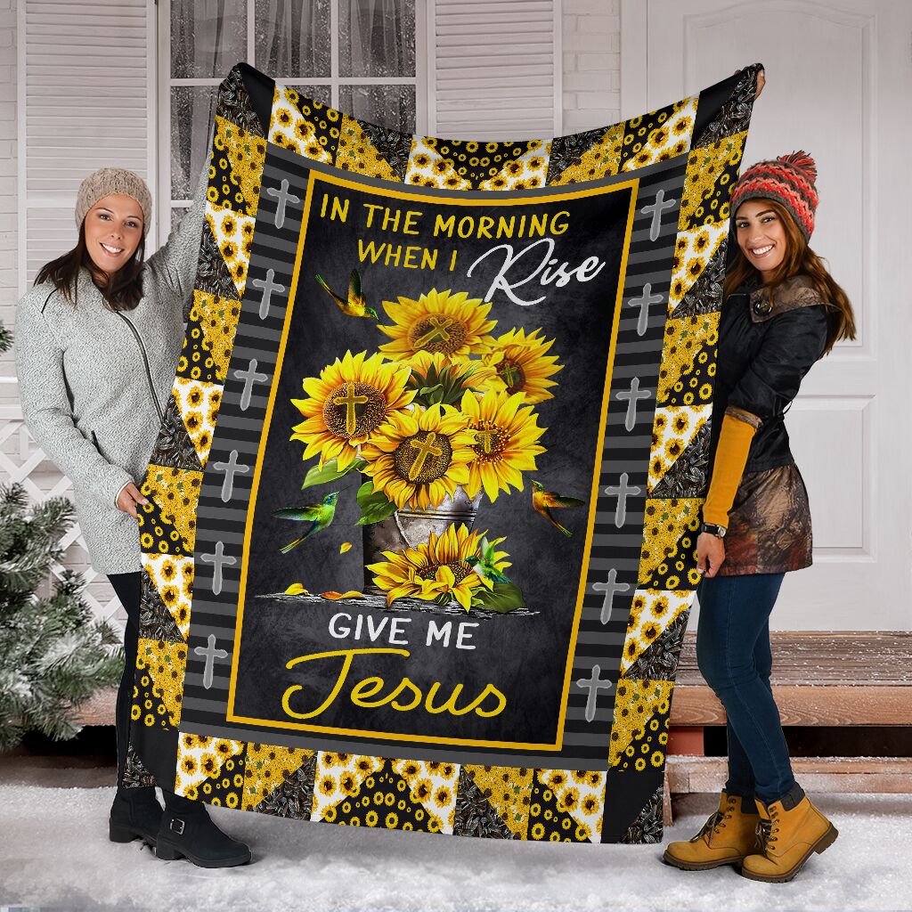 Jesus In The Morning When I Rise Give Me Jesus Christian Flannel Blanket For Bedroom Couch And Daily Comfort