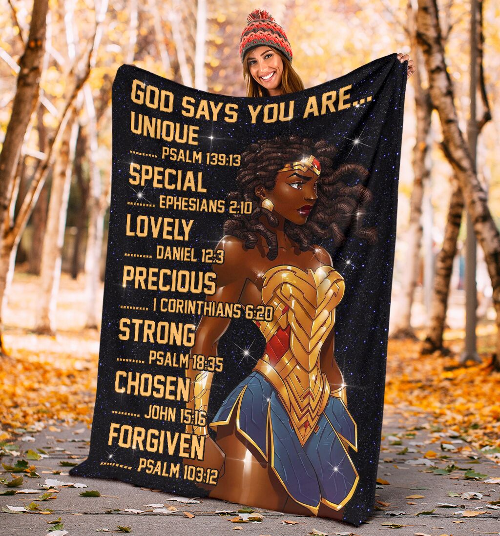 Black Girl God Says You Are African American Flannel Blanket For Bed Sofa And Reading Nook Decor