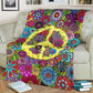 Hippie Colorful Hippie Peace Flannel Blanket For Living Room And Bedroom Styling