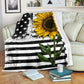 Sunflower American Flag Flannel Blanket For Soft Bed Couch And Home Comfort