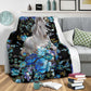 Horse White Horse Blue Flower Flannel Blanket For Relaxing At Home And Travel