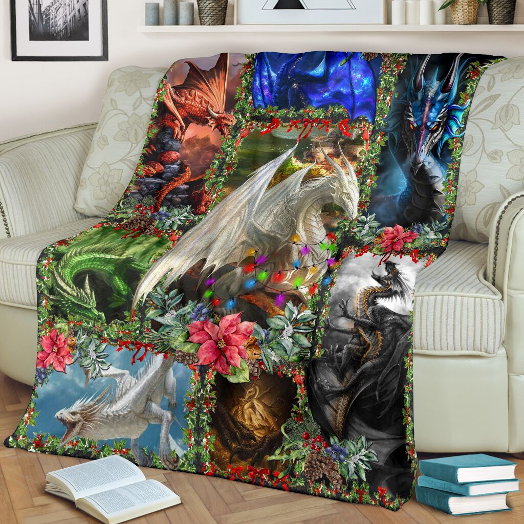 Dragon Christmas Flannel Blanket For Living Room And Bedroom Styling