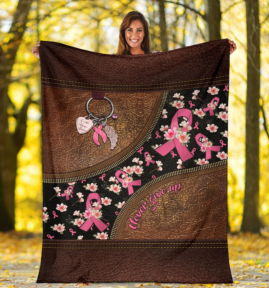 Breast Cancer Awareness Strength And Hope Message Flannel Blanket For Cozy Home Lounging And Gifting