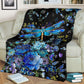 Dragonfly Blue Floral Flannel Blanket For Living Room And Bedroom Styling