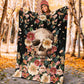 Skull Floral So Mysterious Flannel Blanket For Bed Sofa And Reading Nook Decor