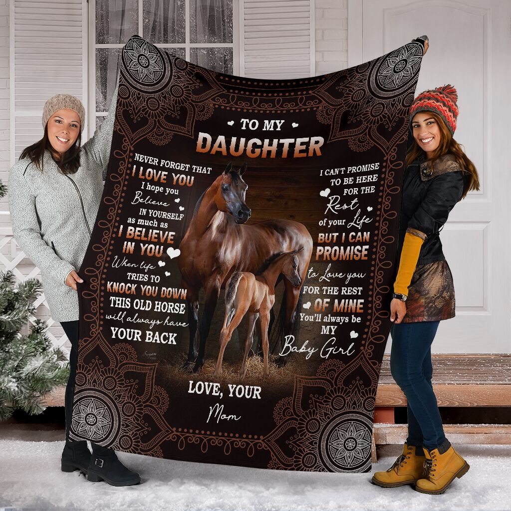 Horse To My Daughter Horse Brown Flannel Blanket For Bedroom Couch And Daily Comfort