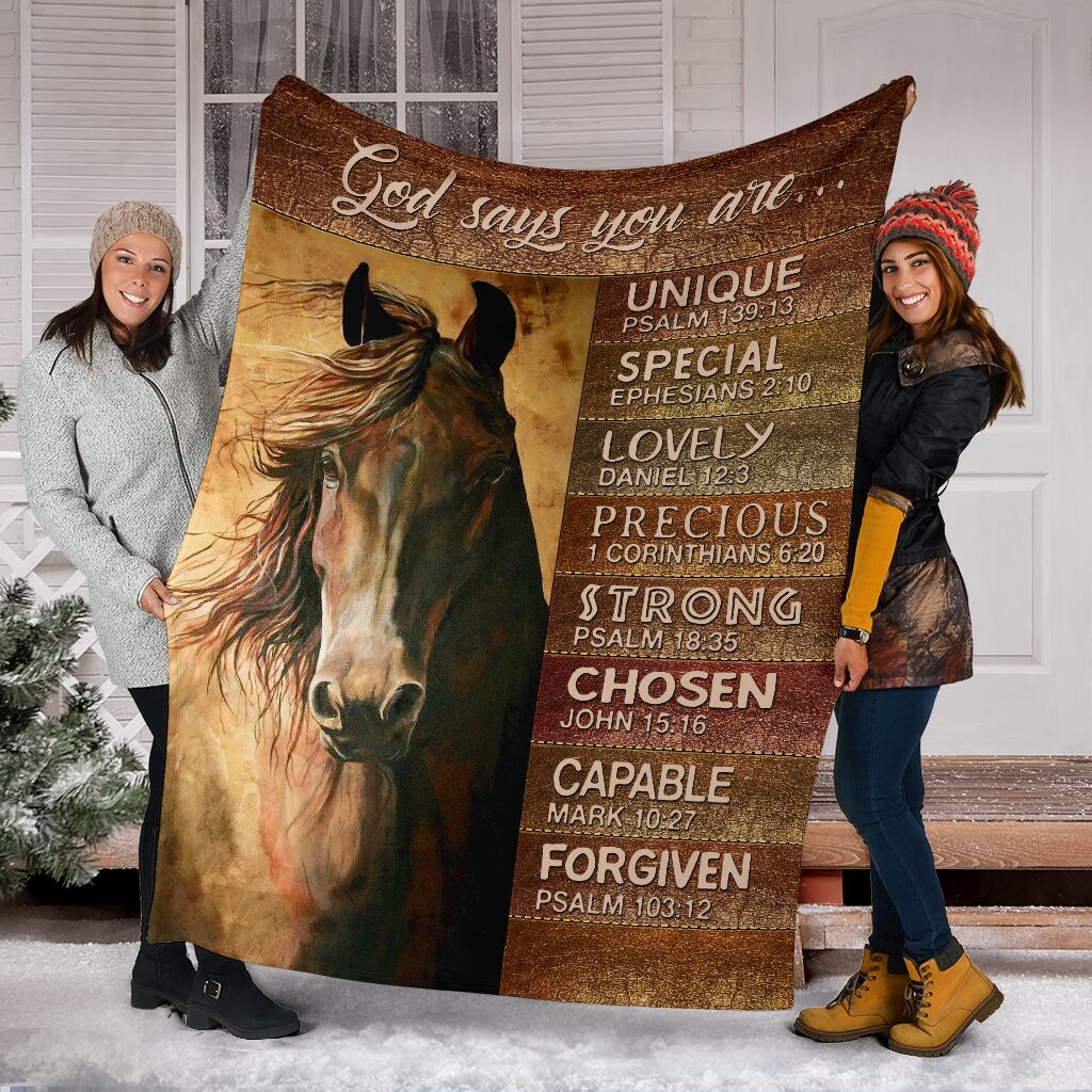 Horse God Says You Are Leather Pattern Flannel Blanket For Bedroom Couch And Daily Comfort