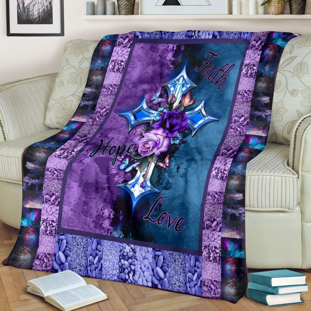 God Flower Faith Hope Love Christian Flannel Blanket For Living Room And Bedroom Styling
