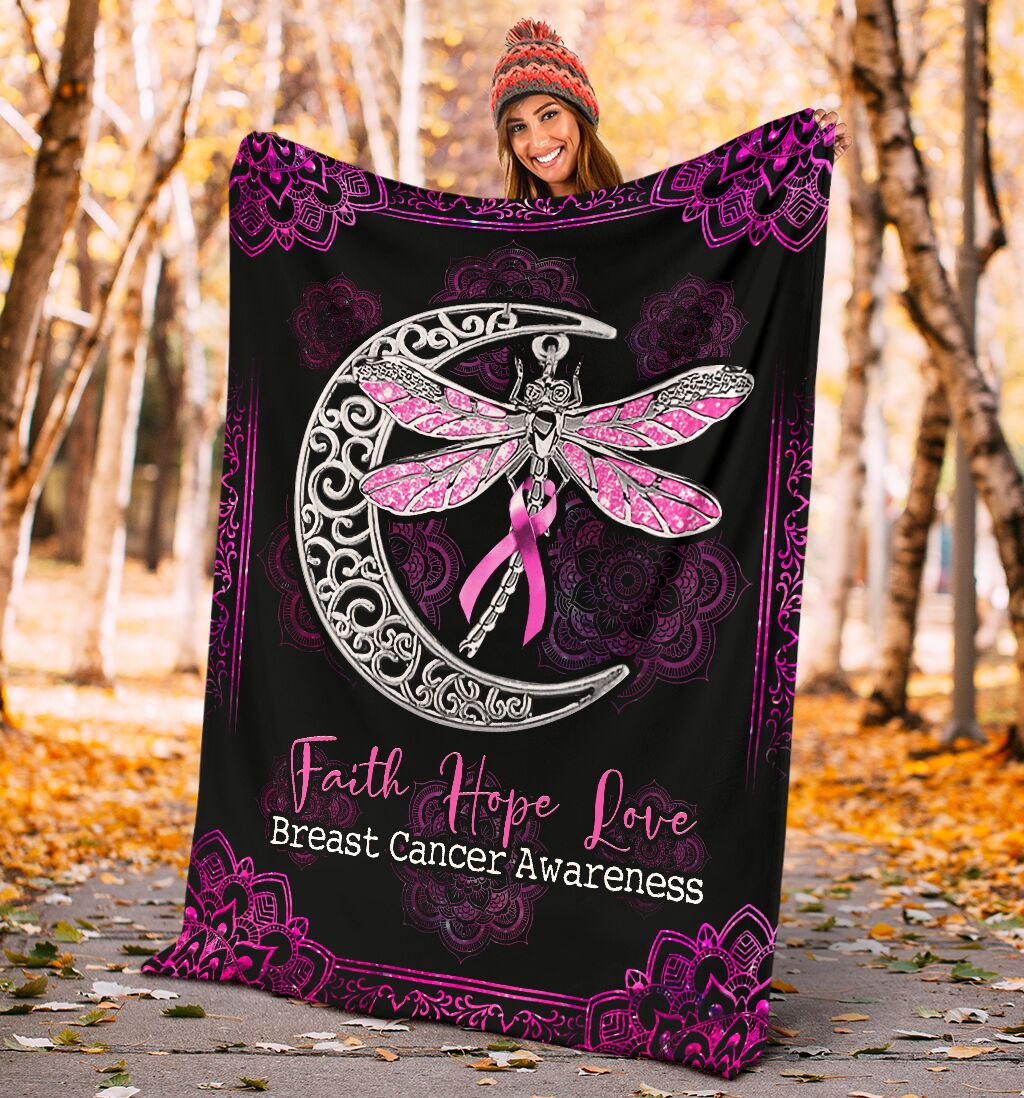 Breast Cancer Awareness Butterfly Flannel Blanket For Bed Sofa And Reading Nook Decor