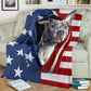 Pitbull Opened American Flag Flannel Blanket For Living Room And Bedroom Styling