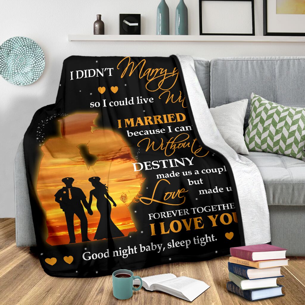 Police To My Husband Fathers Day Officer Flannel Blanket For Relaxing At Home And Travel