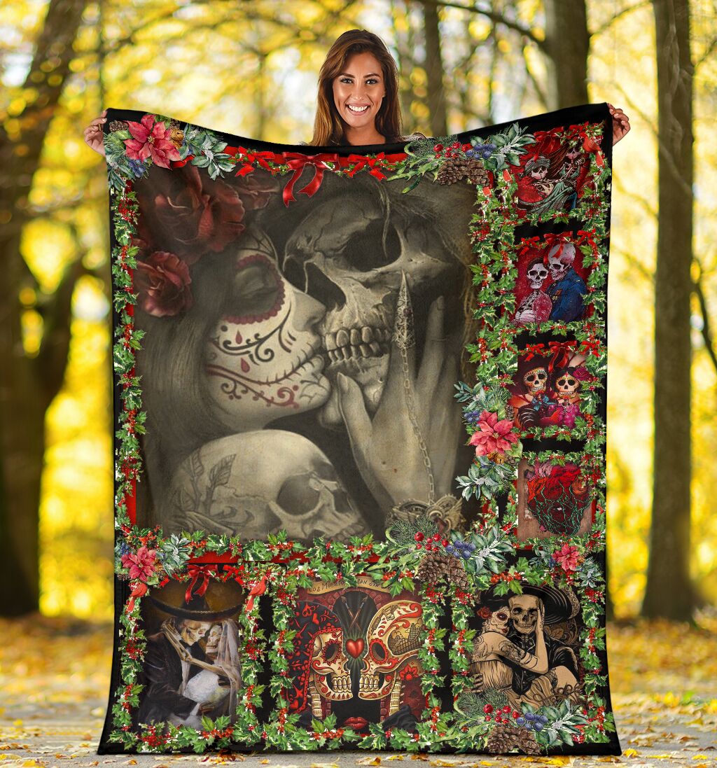 Skull You And Me Christmas Flannel Blanket For Cozy Home Lounging And Gifting