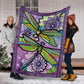 Dragonfly With Beautiful Flower Flannel Blanket For Bedroom Couch And Daily Comfort