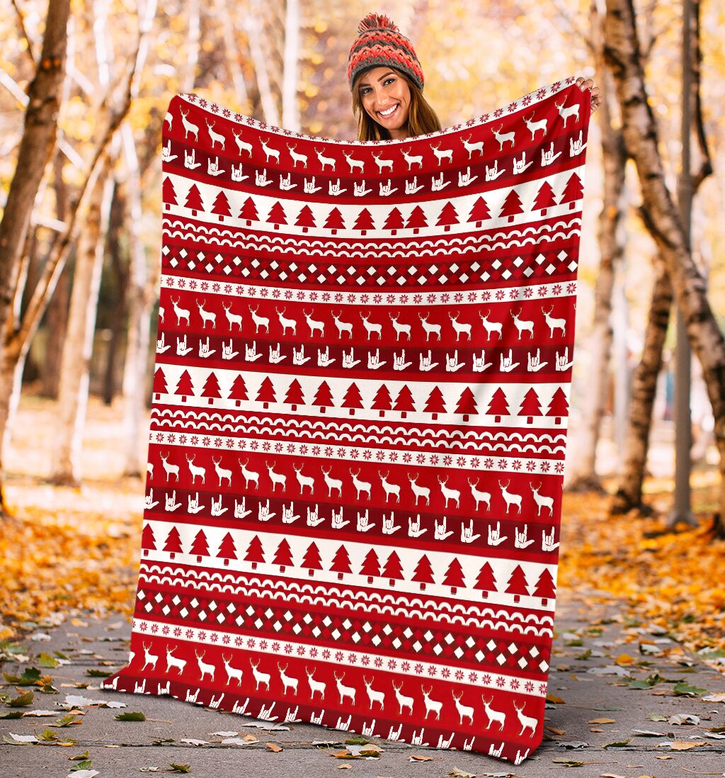 Asl Christmas Red Pattern Flannel Blanket For Bed Sofa And Reading Nook Decor