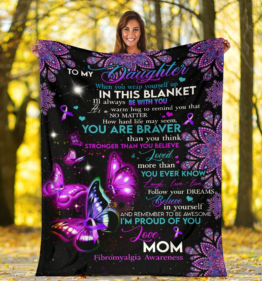 Fibromyalgia Awareness Butterfly Flannel Blanket For Cozy Home Lounging And Gifting