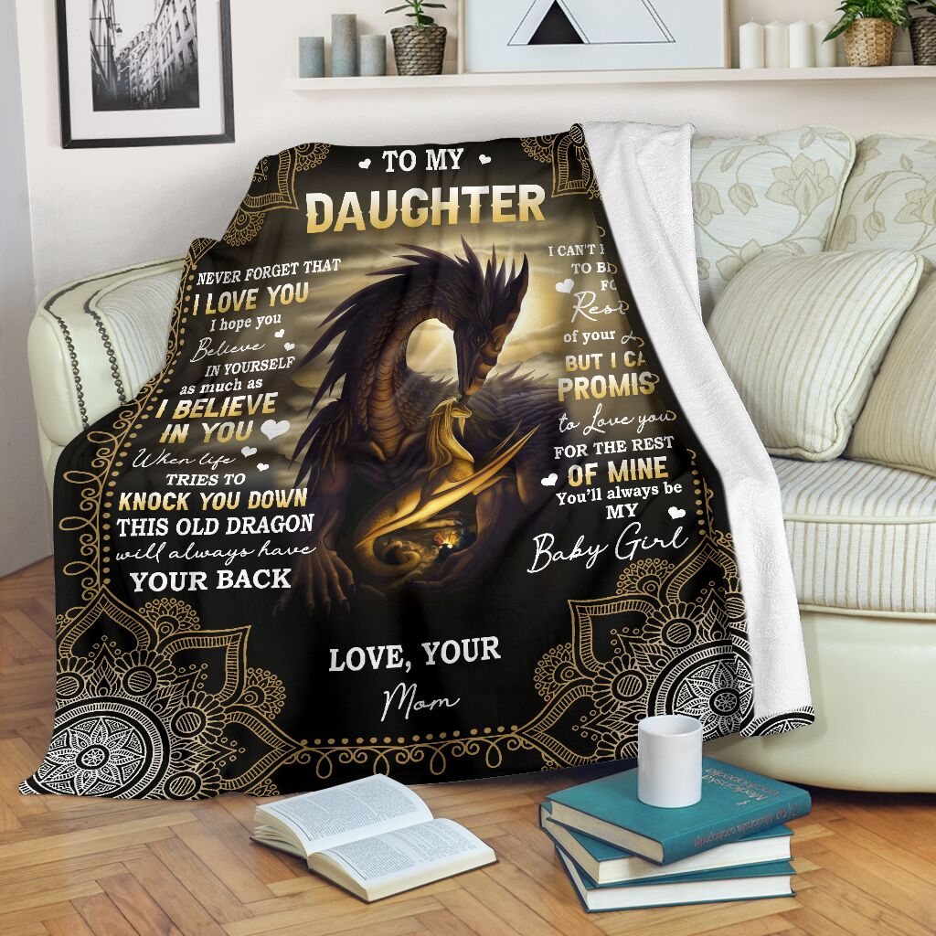 Dragon To My Daughter I Believe In You I Love You Flannel Blanket For Bedroom Couch And Daily Comfort
