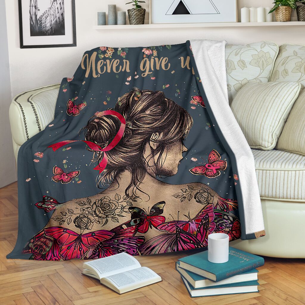 Breast Cancer Breast Cancer Strength And Hope Awareness Flannel Blanket For Warm Home Decor And Relaxation