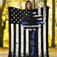 Police Officer Back The Blue Flannel Blanket For Cozy Home Lounging And Gifting