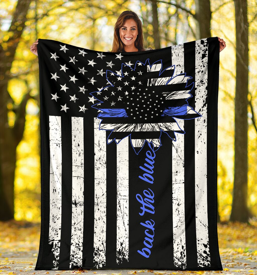 Police Officer Back The Blue Flannel Blanket For Cozy Home Lounging And Gifting