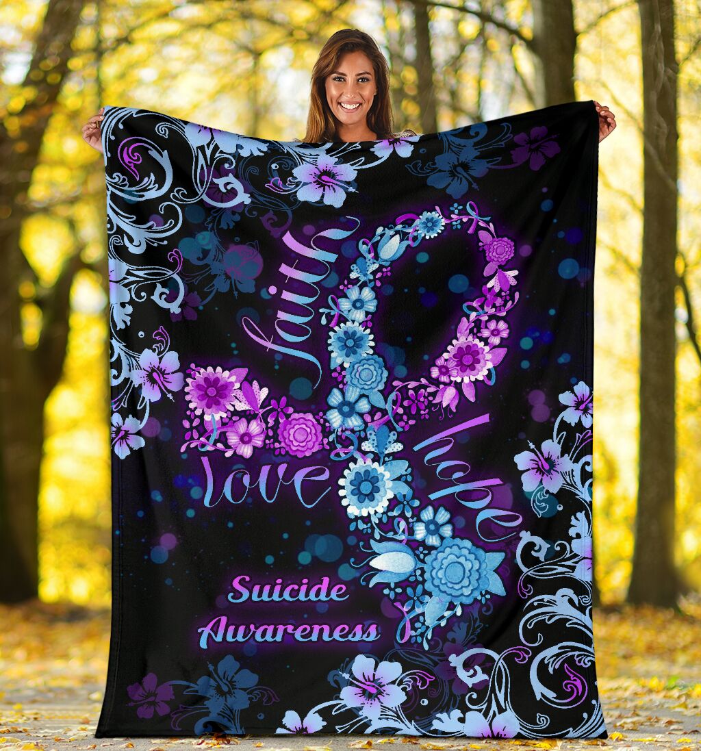 Mental Health Awareness Floral Flannel Blanket For Cozy Home Lounging And Gifting