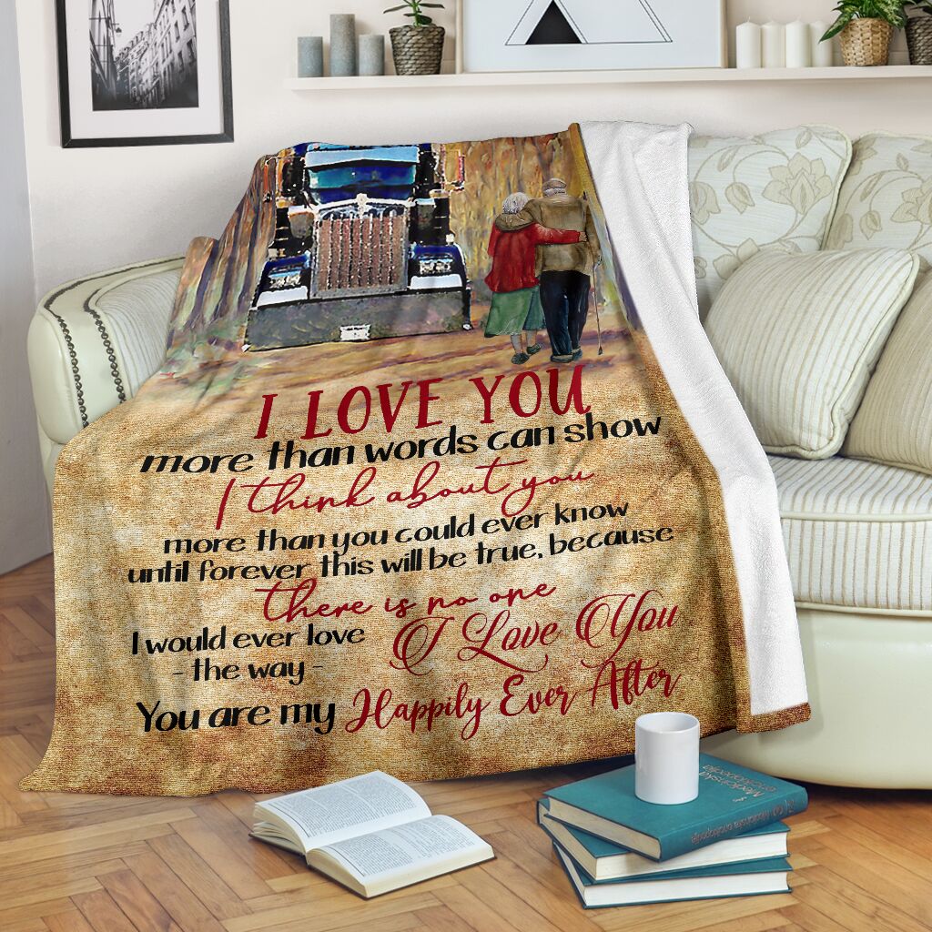 Truck I Love You Truck Couple Trucker Flannel Blanket For Warm Home Decor And Relaxation
