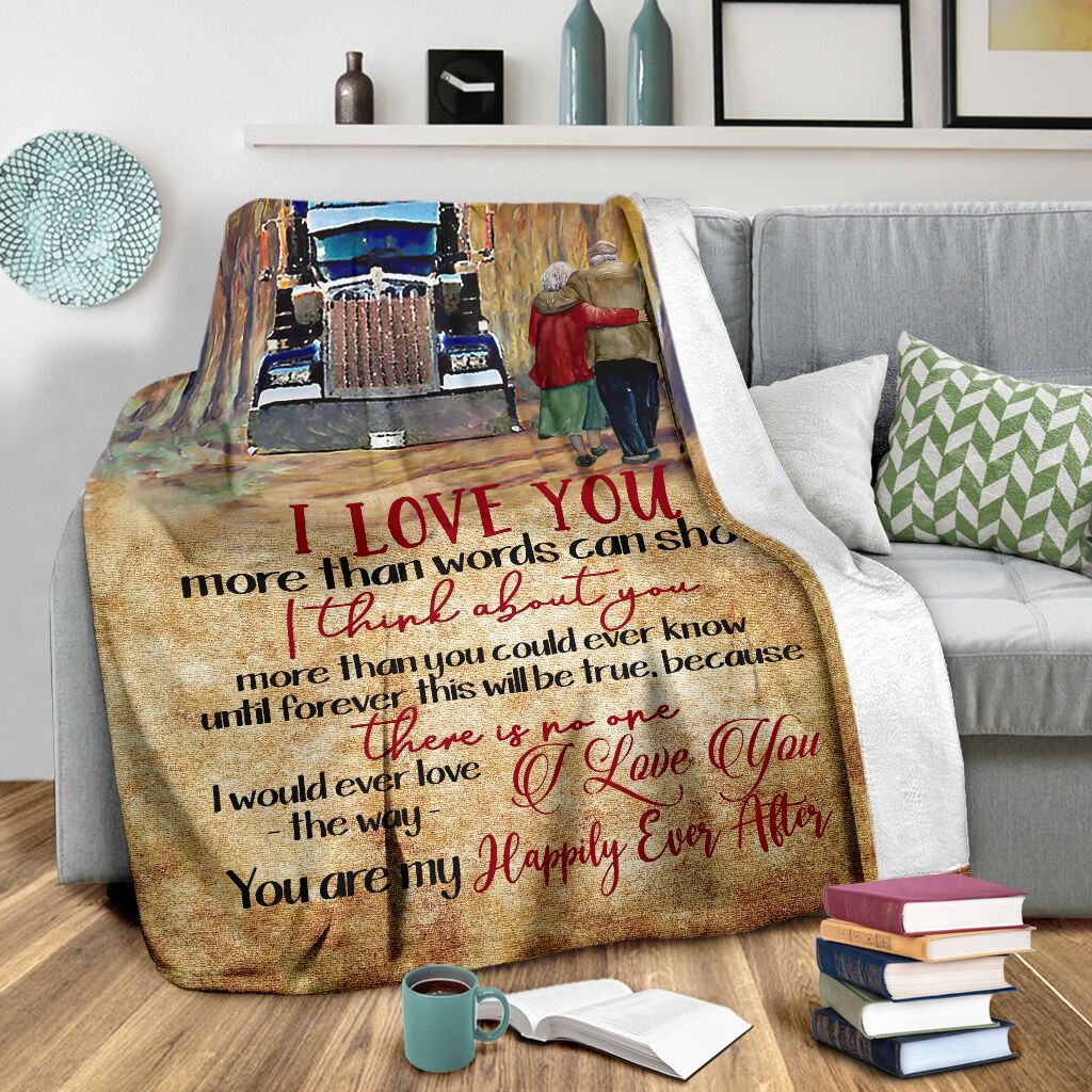 Truck I Love You Truck Couple Trucker Flannel Blanket For Relaxing At Home And Travel