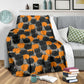 Halloween Pumpkin Black Cat Flannel Blanket For Relaxing At Home And Travel