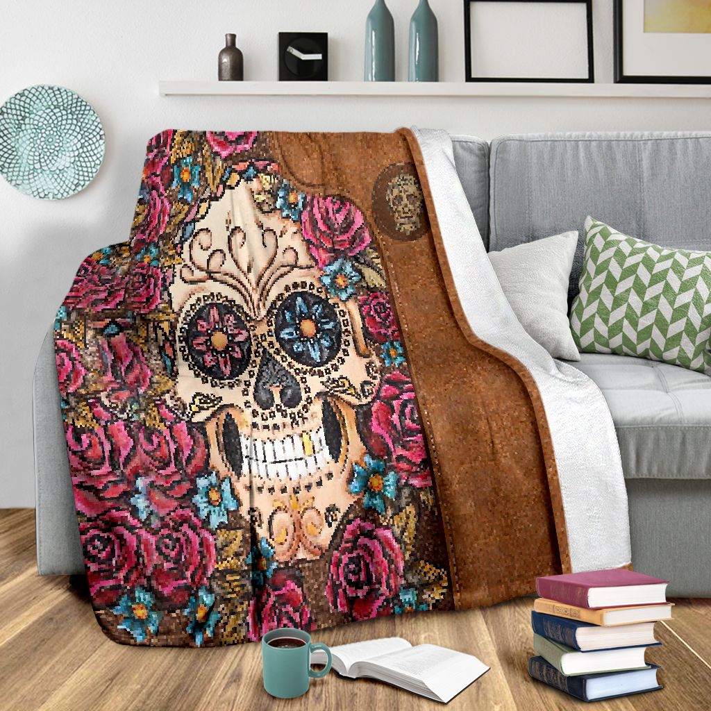 Skull Lovers Beautiful Rose Flannel Blanket For Relaxing At Home And Travel