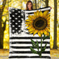 Sunflower American Flag Flannel Blanket For Cozy Home Lounging And Gifting